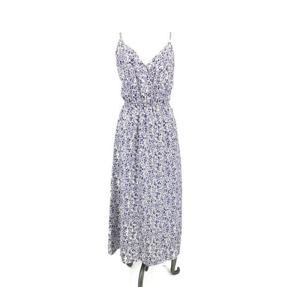 New Reformation Bianka Midi Dress Womens 6 Johanna Blue Floral Pullover - Picture 2 of 9